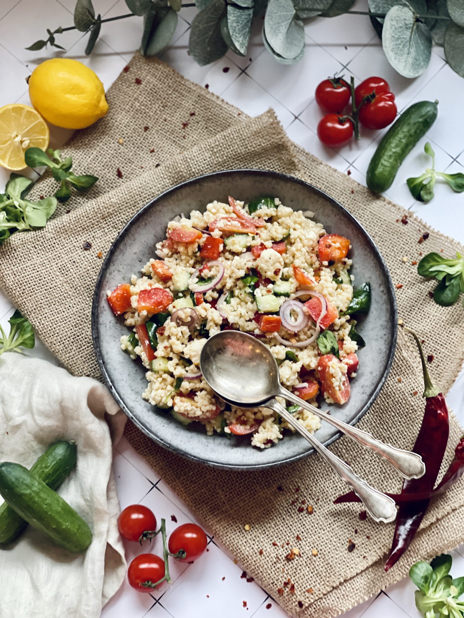 Bunter Couscous Salat mit Feta Rezept - Jussilicious-Foodblog