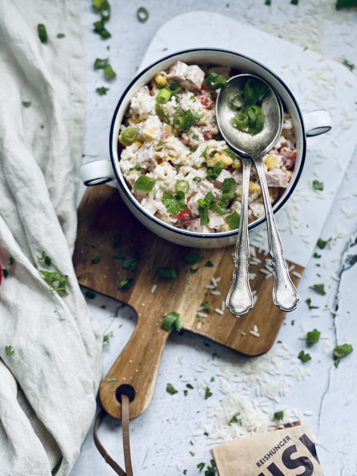 Reissalat mit Fleischwurst und Gemüse Rezept - Jussilicious-Foodblog