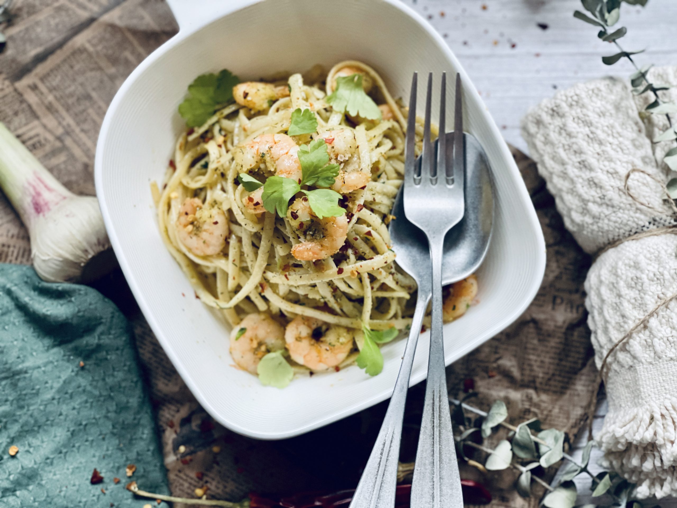 Spaghetti Aglio e olio mit Scampi Rezept - Jussilicious-Foodblog