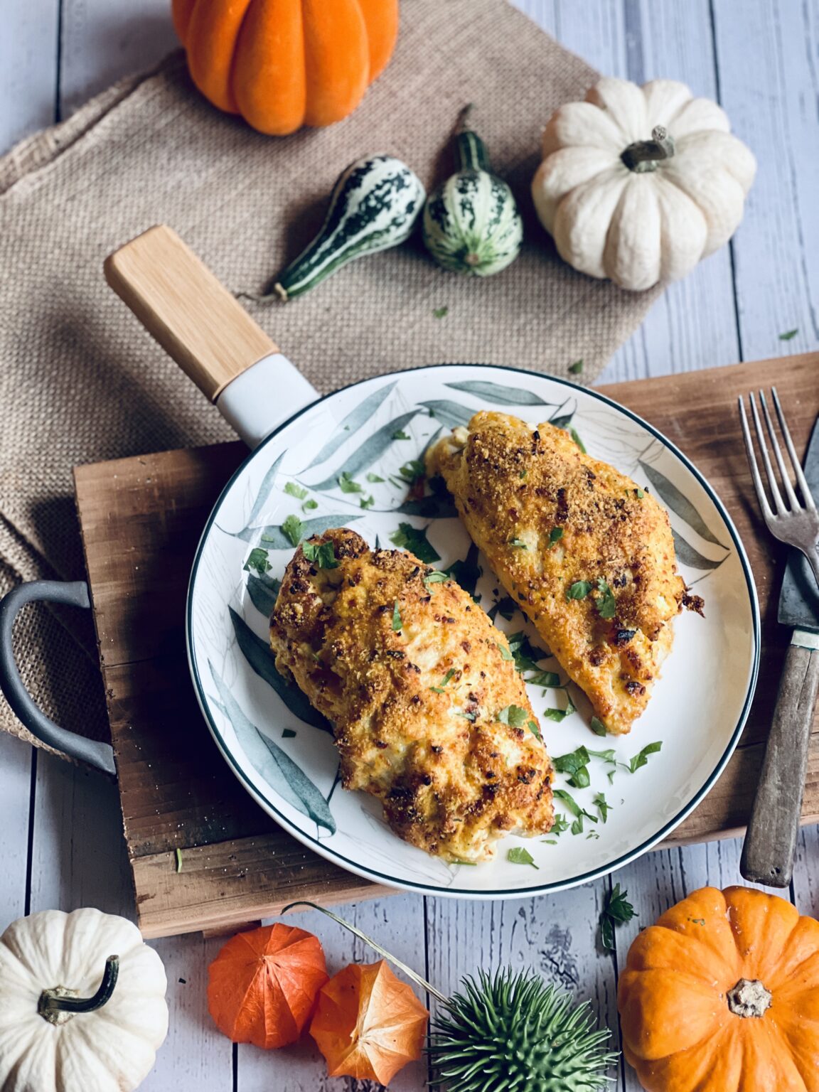 Gefüllte Hähnchenbrust mit Kürbis und Feta Rezept - Jussilicious-Foodblog