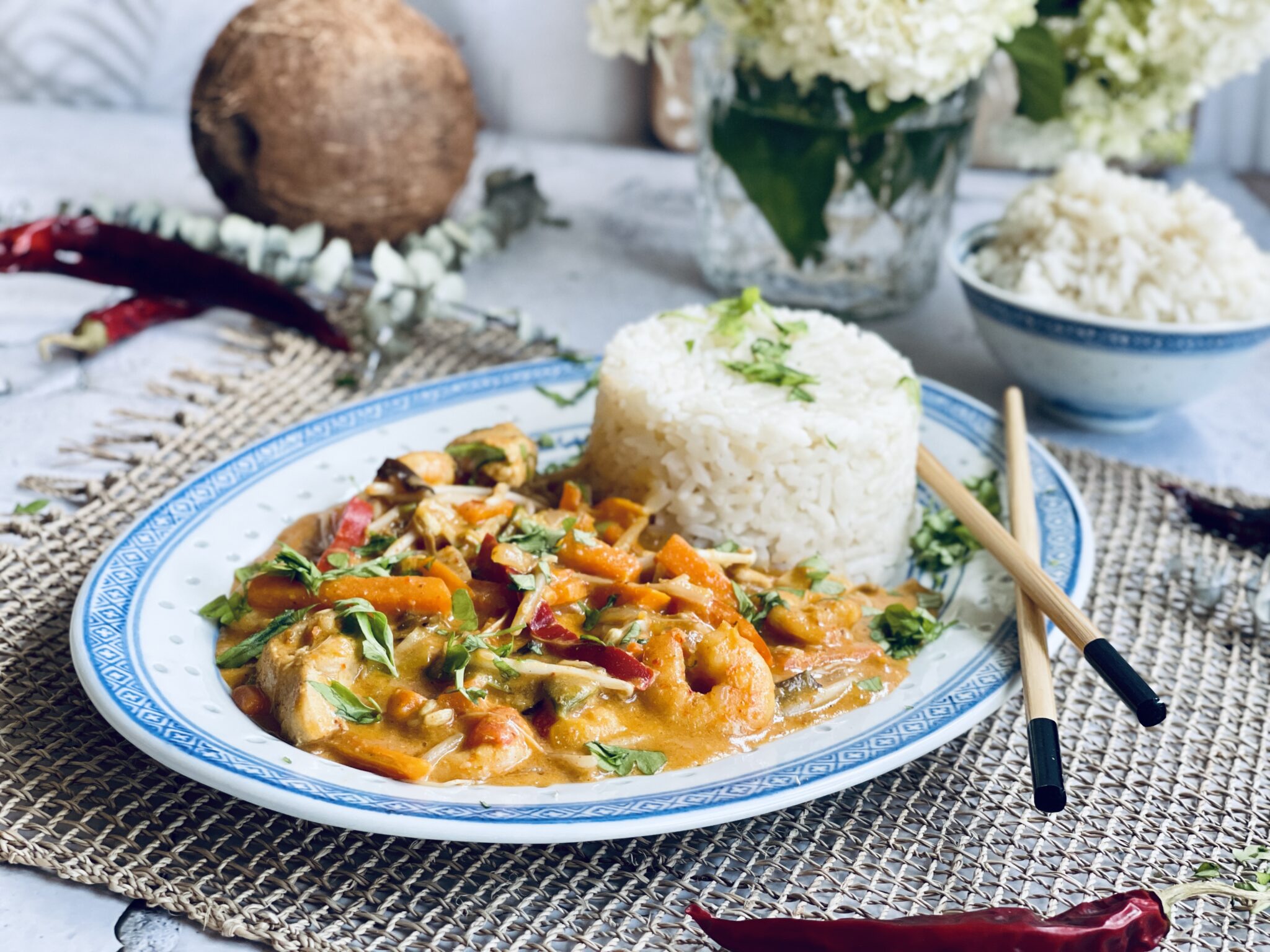 Rotes Kalorienarmes Kokos-Thai-Curry Rezept - Jussilicious-Foodblog